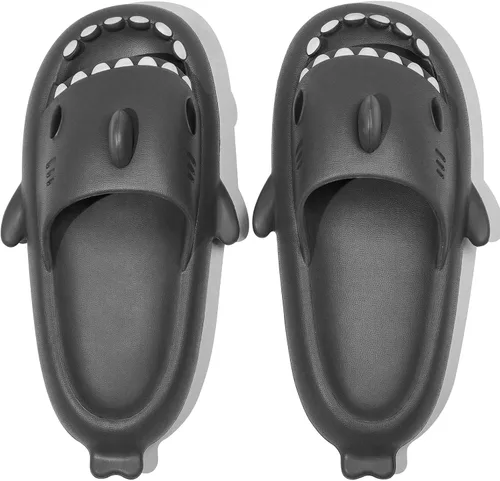 Miniatura 5 de Metogo Cloud Shark - Pantuflas antideslizantes con punta abierta para adultos, mujeres y hombres, lindas sandalias ligeras en la playa y ducha