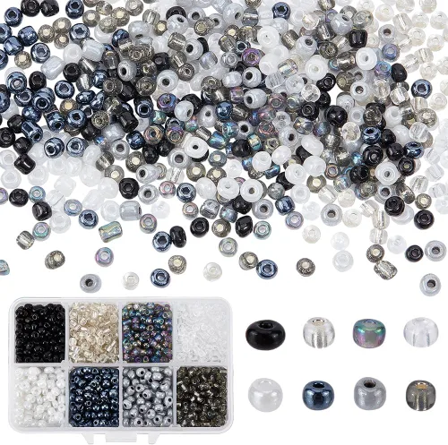 Miniatura 8 de PH PandaHall 1800 piezas Cuentas de semillas de fantasía nubladas de 6 colores 3mm Cuentas de vidrio cremoso Cuentas redondas para la cintura