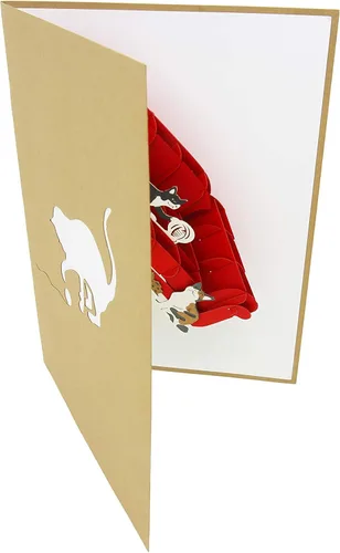 Miniatura 5 de PopLife Tarjeta desplegable 3D de gatos jugando en el sofá, tarjeta de felicitación de papel para amantes de los gatos, día de la madre, cumpleaños