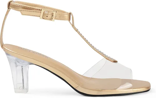 Miniatura 2 de ANN CREEK Sandalias de tacón transparente con correa en T y diamantes de imitación para mujer