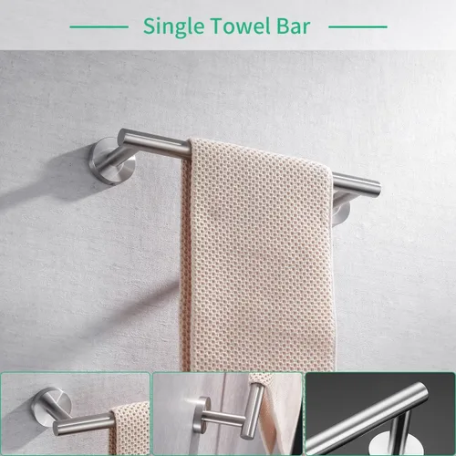 Miniatura 5 de Miyili BS01N4 - Juego de accesorios de baño de 4 piezas, acero inoxidable cepillado, soporte para pared, incluye toallero doble, toallero de mano