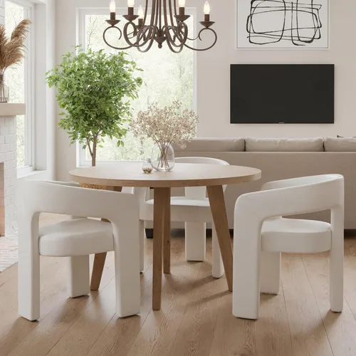 Miniatura 42 de HNY Silla moderna de cocina y comedor de estilo barril, silla de acento tapizada en cuero sintético PU con brazo, silla de lado de 47 cm de ancho