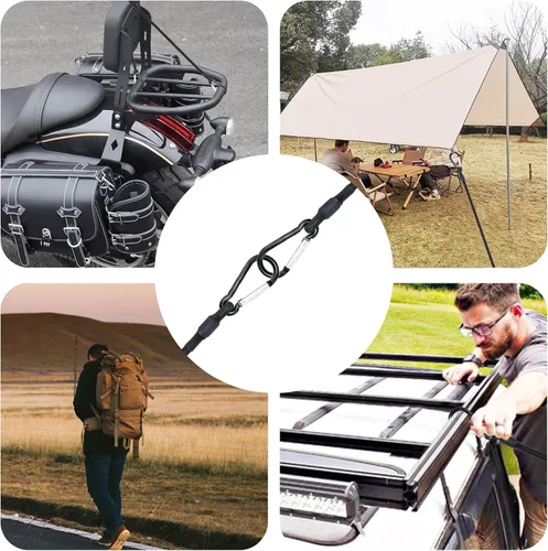 Miniatura 7 de SDTC Tech Mini cuerdas elásticas cortas de 8 pulgadas con ganchos de mosquetón, correas elásticas resistentes para tiendas de campaña, bicicleta