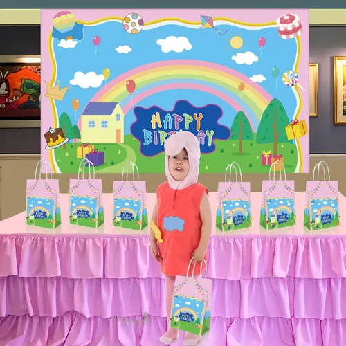 Miniatura 3 de YOOUUQIAN 20 piezas de decoraciones de cumpleaños de cerdos de dibujos animados, bolsas de regalo de fiesta de cumpleaños rosa anime para niños