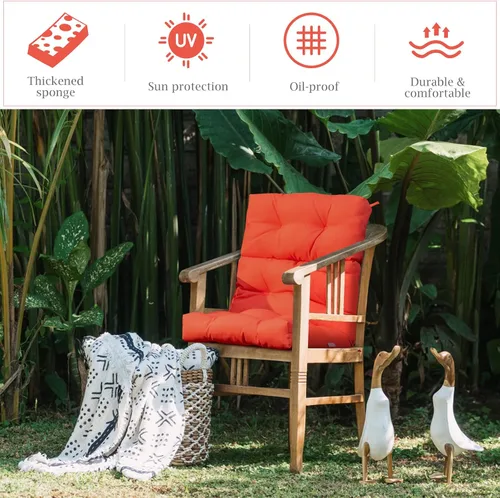 Miniatura 2 de Graffy Cojines para sillas de exterior de 45 x 22 x 4.5 pulgadas, cojín de asiento de respaldo alto con lazos, almohadillas de repuesto impermeables