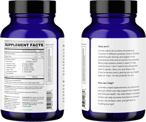 Miniatura 9 de Ora Organic Probióticos con prebióticos - 52 mil millones de UFC, 11 cepas clínicamente estudiadas para la salud digestiva, confía en tu intestino