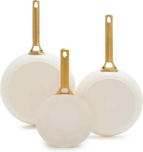 Miniatura 6 de GreenPan Juego de sartenes de 3 piezas de 8, 10 y 12 pulgadas, cerámica anodizada dura, antiadherente, sin PFOA ni PFAS, asas de acero inoxidable
