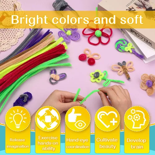 Miniatura 4 de Zlulary 100 Piezas de Limpiadores de Tubos con Tallos de Chenilla, Juego de Limpiadores de Tubos de Color Sólido para Manualidades DIY, Artes