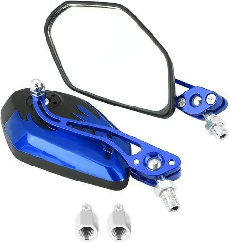 Miniatura 11 de 1 par 0.315 in 0.394 in universal motocicleta retrovisor espejos scooter aluminio llama patrón espejo vista lateral (rojo)