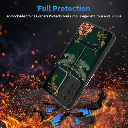 Miniatura 1160 de Funda para Samsung Galaxy S22 Ultra 5G, Galaxy S22 Ultra con cubierta de cámara deslizante, funda resistente de doble capa con función atril Black