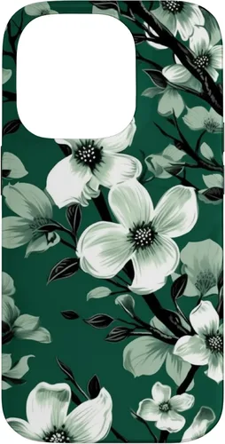 Miniatura 17 de White Dogwood Flower Pattern Green Black & White Case for iPhone 17