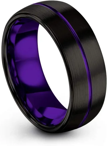 Chroma Color Collection Anillo de boda de carburo de tungsteno de 0.315in para hombres y mujeres, verde, rojo, fucsia, cobre, verde azulado, azul,