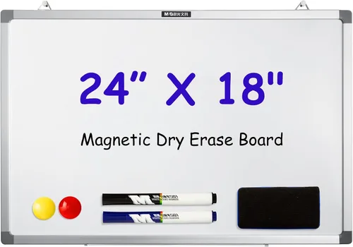 Miniatura 9 de M&G Pizarra blanca magnética de borrado en seco para pared, pizarra blanca pequeña de 18 x 12 pulgadas con 2 marcadores y 2 imanes y 1 borrador