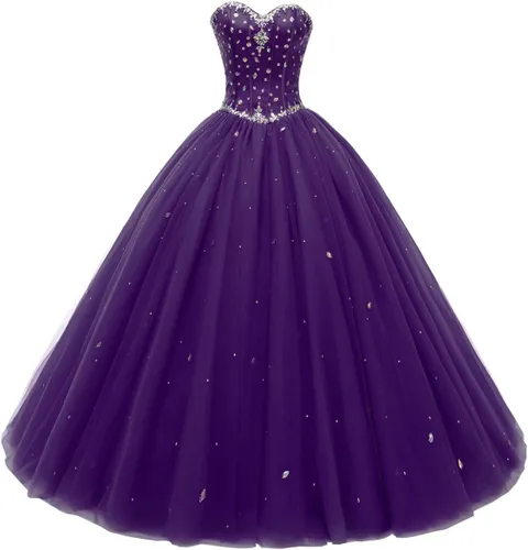Likedpage - Vestido de tul con escote de corazón para mujer, diseño para bailes, fiestas, graduaciones y quinceañeras