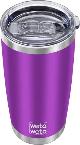 Miniatura 25 de WETOWETO - Vaso de viaje con aislamiento de 20 onzas, de acero inoxidable, con doble pared, a prueba de fugas, taza de café con revestimiento