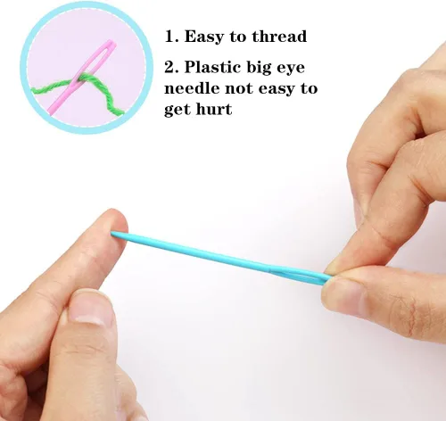 Miniatura 3 de LUNARM 50 piezas de agujas de coser de plástico, agujas de hilo de plástico de ojo grande con caja, agujas de plástico de 7 cm/2.76 pulgadas
