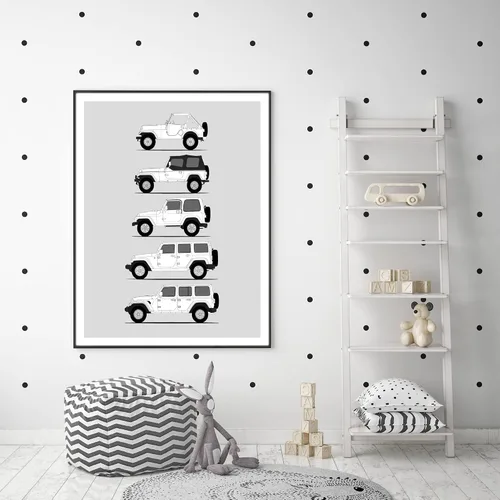 Miniatura 5 de Idea Network Póster hecho a mano compatible con Jeep Wrangler Generations (Yj, Tj, Jk, Jl), arte de pared impreso hecho a mano con las generaciones