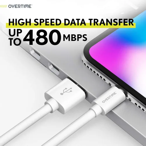 Miniatura 5 de Overtime Cable Lightning para iPhone, certificado MFI, cable de carga USB-A a Lightning portátil e inteligente, cable de carga rápida de Apple