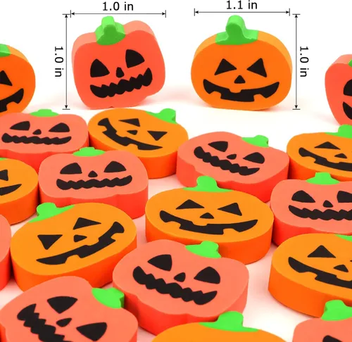 Miniatura 2 de HFATMOS - 36 borradores de calabaza de Halloween a granel, mini borradores para aula, tareas, recompensas escolares, premios de estudiantes