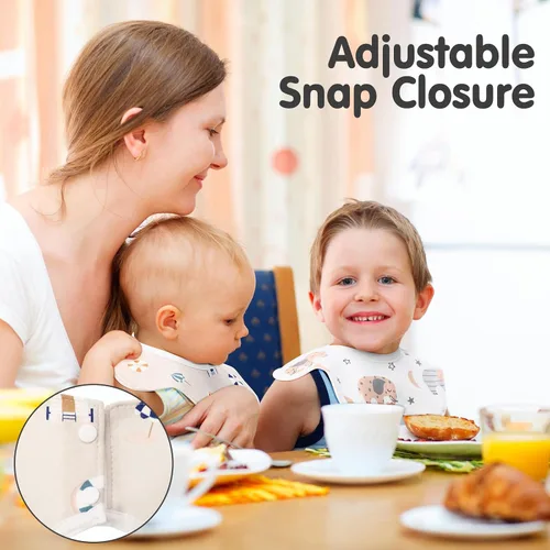 Miniatura 4 de JaGely Paquete de 12 baberos de algodón giratorios de 360° suaves y absorbentes para recién nacidos baberos para dentición y alimentación, baberos