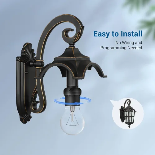 Miniatura 5 de DEWENWILS Enchufe Sensor de Luz, Enchufe Sensor de Atardecer a Amanecer E26 E27, Enchufe de Bombilla para Luminarias, Compatible con Bombillas Negro