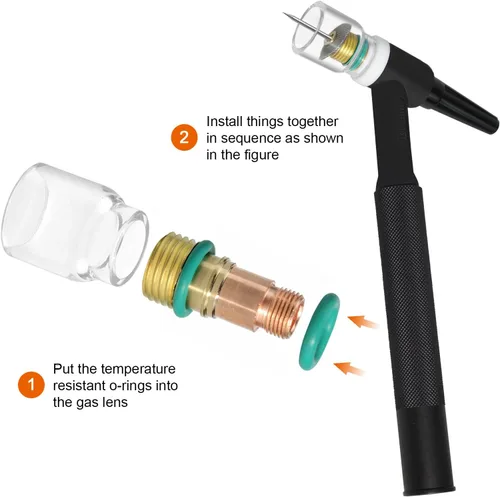 Miniatura 2 de Kit de 31 piezas de lente de gas TIG de soldadura con copa de vidrio 4# 5# 6# 7# 8# 10# 12# para WP-17/18/26