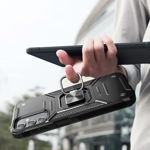 Miniatura 7 de Funda para Galaxy A15 con protector de pantalla negro para hombres y niños, cubierta híbrida de prueba de caídas con soporte para tarjeta de montaje