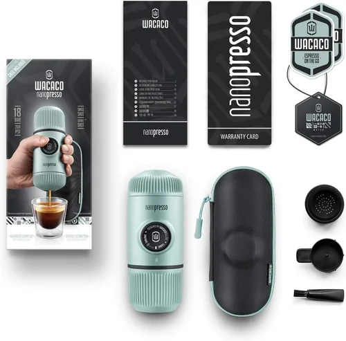 Miniatura 8 de WACACO Nanopresso Cafetera de Espresso Portátil con Funda, Mini Cafetera de Viaje, Perfecta para Camping, Viajes y Oficina (Elements Arctic Blue)
