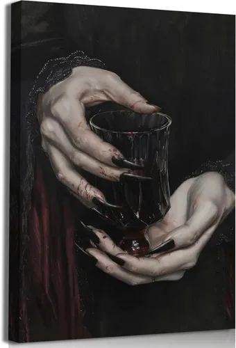 Miniatura 10 de Lienzo gótico victoriano para pared, mujer elegante con perlas y detalles de encaje, pintura, obra de arte Dark Academy, decoración de pared, Marrón