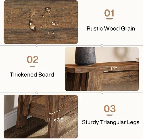 Miniatura 8 de Tribesigns Mesa consola de granja de 41.3 pulgadas, mesa de entrada de madera de 2 niveles con almacenamiento, rústica estrecha detrás del sofá