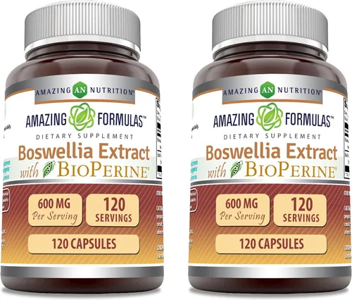 Miniatura 7 de Amazing Formulas - Extracto de boswellia con suplemento de bioperina, 600 mg por porción, cápsulas, sin OMG, sin gluten, fabricado en Estados Unidos