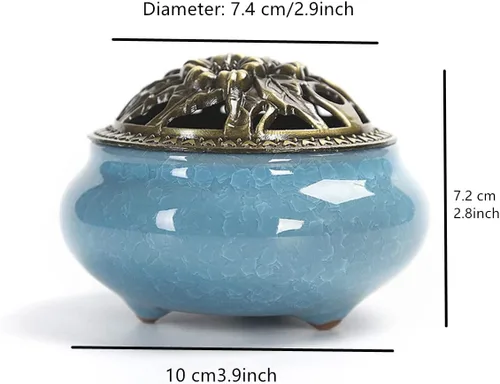 Miniatura 2 de Quemador de incienso de cerámica, quemador de incienso de cerámica con tapa, quemador de incienso de cono, soporte de incienso de bobina de cono
