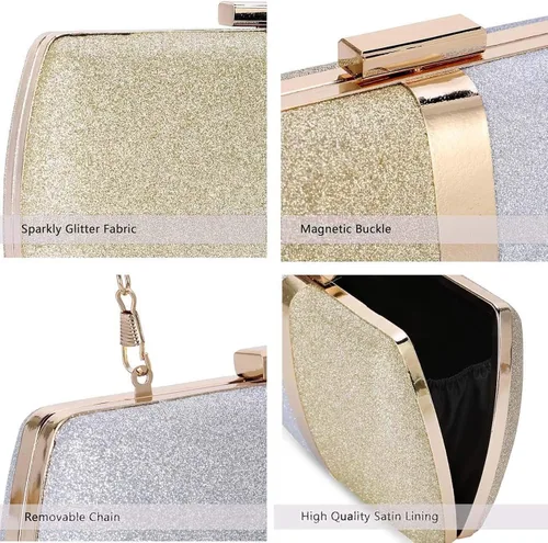 Miniatura 4 de Selight Bolso de mano con purpurina para mujer, bolso de noche de boda, bolso formal para novia, bolso de fiesta de graduación, cóctel