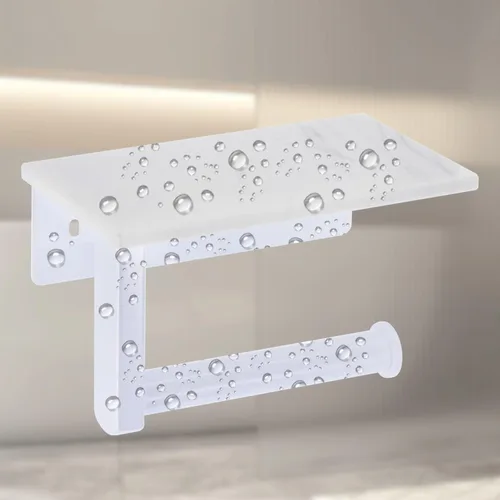 Miniatura 7 de uxcell Soporte de papel higiénico con estante de mármol, SUS304 de acero inoxidable montado en la pared, soporte para rollo de papel higiénico