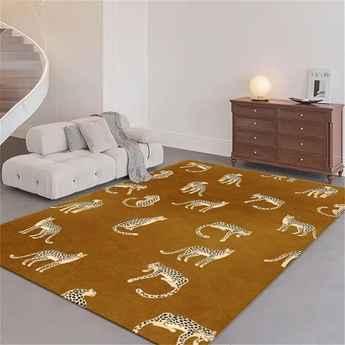 Miniatura 3 de Alfombra de área con estampado de leopardo, 3 x 5 pies, alfombra con estampado de guepardo africano majestuoso y vida silvestre, alfombra de pelo 15