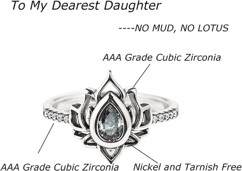 Miniatura 6 de Mandurs Anillo de loto para hija, sin barro, sin loto, sin barro, anillo de loto con piedra, anillo de loto para hija, sin barro, regalos