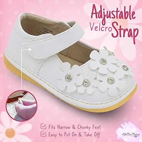 Miniatura 4 de Little Maes Boutique Mary Jane - Zapatos chirriantes para niñas pequeñas ideales para caminar con chirriador extraíble y correa ajustable zapatos