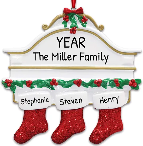 Miniatura 16 de Adornos de Navidad familiares personalizados – Medias de Navidad personalizadas con nombres, regalos para parejas, adornos 2024, nuestra primera