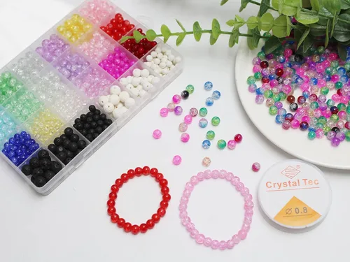 Miniatura 5 de 848 cuentas redondas de cristal agrietado – 0.236 pulgadas, 0.315 pulgadas, 0.394 pulgadas, 0.394 pulgadas, jade artificial para hacer joyas