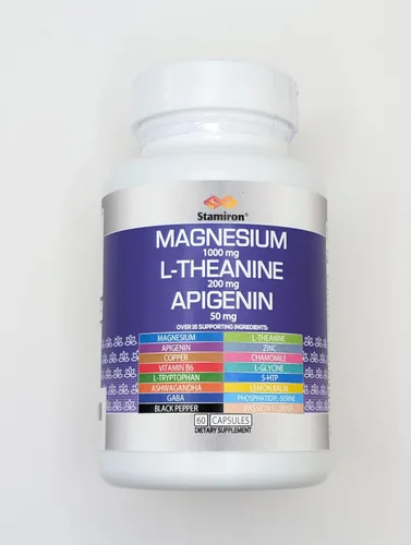 Miniatura 6 de Complejo de magnesio 1000 mg L Teanina 200 mg Apigenina 50 mg Suplemento con citrato de glicinato mag, malato taurato + manzanilla 5-HTP Passion