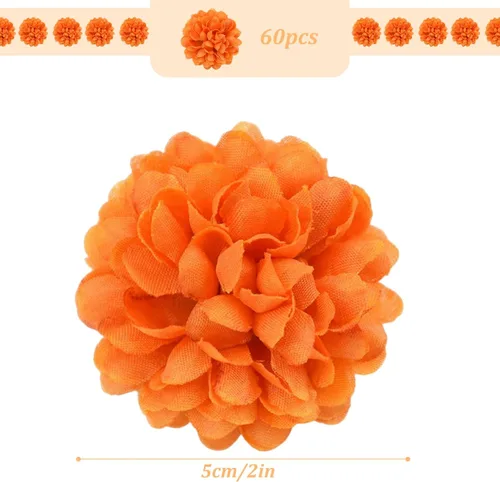 Miniatura 2 de Cabezas de flores artificiales de caléndula para Halloween, cabezas de flores de caléndula de seda, cabezas de flores de caléndula sintética, cabeza