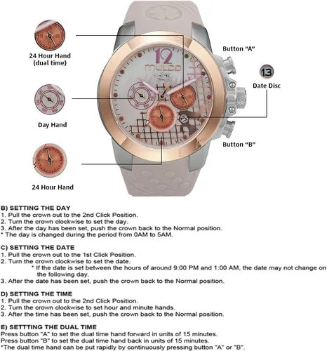 Miniatura 6 de MULCO Watches for Women -Era 50, Silver Stainless Steel Case with Wrist Silicone Band, Quartz Multifunctional Movement, Large Face Analog Display
