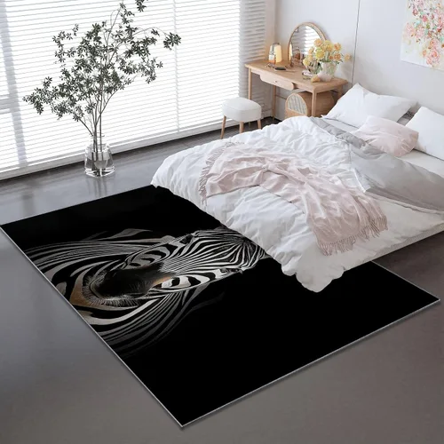 Miniatura 2 de 2 X 3 ft Small Area Rug for Bedside, Zebra Portrait Lightweight Non Slip Washable Rug with Non-Slip Backing for Front Door Entryway, Animal Throw