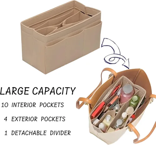Miniatura 5 de Organizador de monedero inserto bolsa de fieltro organizador de bolso para bolsa de mano se adapta a LV Speedy Neverfull Longchamp