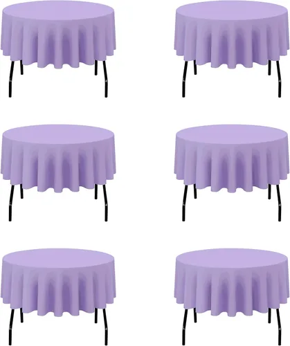 Miniatura 13 de BRILLMAX Paquete de 4 manteles redondos color azul rey de 132 pulgadas, tela de lino de poliéster lavable a granel, para bodas, recepciones, Azul