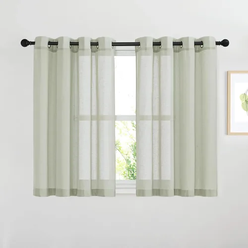 Miniatura 37 de NICETOWN Cortinas de lino traslúcidas con textura de lino de 84 pulgadas de largo, con ojales semitraslúcidos, tratamientos de ventana, privacidad