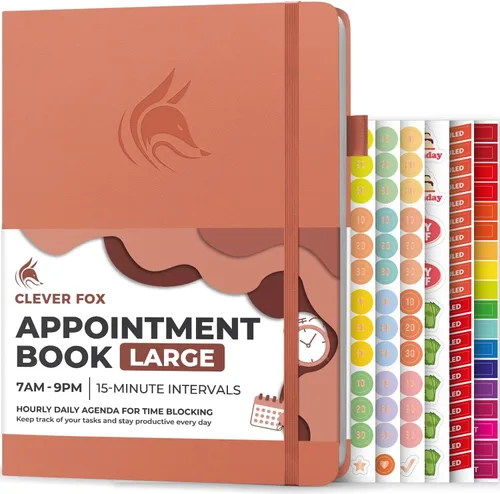 Miniatura 13 de Clever Fox Libro de Citas – Planificador de Horarios por Horas con Incrementos de 15 Minutos – Planificador de Bloques de Tiempo para Trabajo Diario