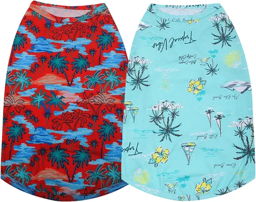 Miniatura 7 de Camisas hawaianas para perros, camisetas transpirables de malla de secado rápido para niño grande, niña, bulldog, rosa y azul, L Rosado/Azul