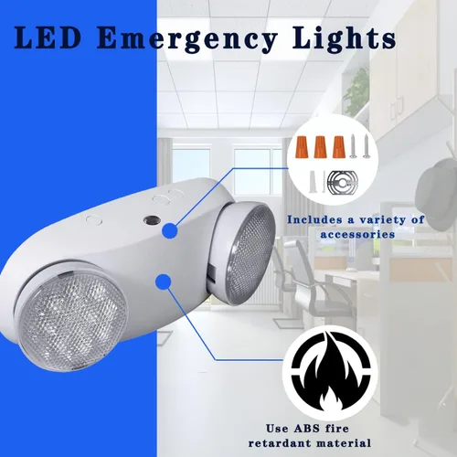 Miniatura 7 de Luces de emergencia LED con batería de respaldo, luz de emergencia comercial, dos cabezales de luz LED ajustables, calificación UL 924, AC120/277V
