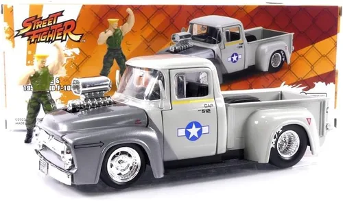 Miniatura 7 de Jada Street Fighter 1:24 1956 Ford F-100 - Coche fundido a presión y figura de Guile de 2.75 pulgadas, juguetes para niños y adultos
